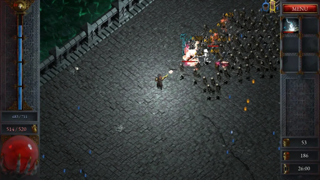 Halls of Torment gameplay showing a atmosphere